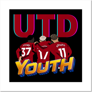 UTD Youth Kobbie Mainoo Alejandro Garnacho Rasmus Hojlund Minimalist Posters and Art